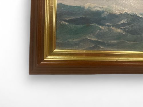OIL ON BOARD PAINTING OF A LARGE SAIL SHIP 1930S - ADDITIONAL PHOTO 1