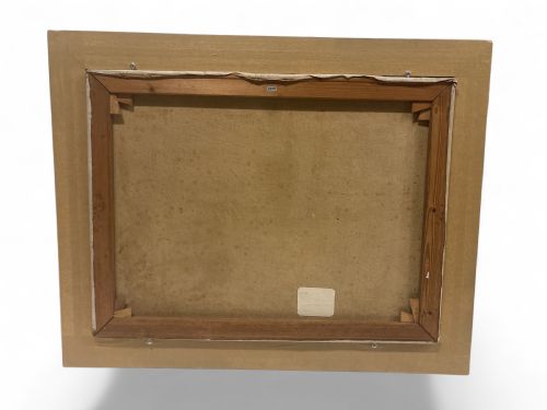 LARGE OIL ON CANVAS OF A FARM LANDSCAPE IN EBONISED FRAME 1950S - ADDITIONAL PHOTO 2