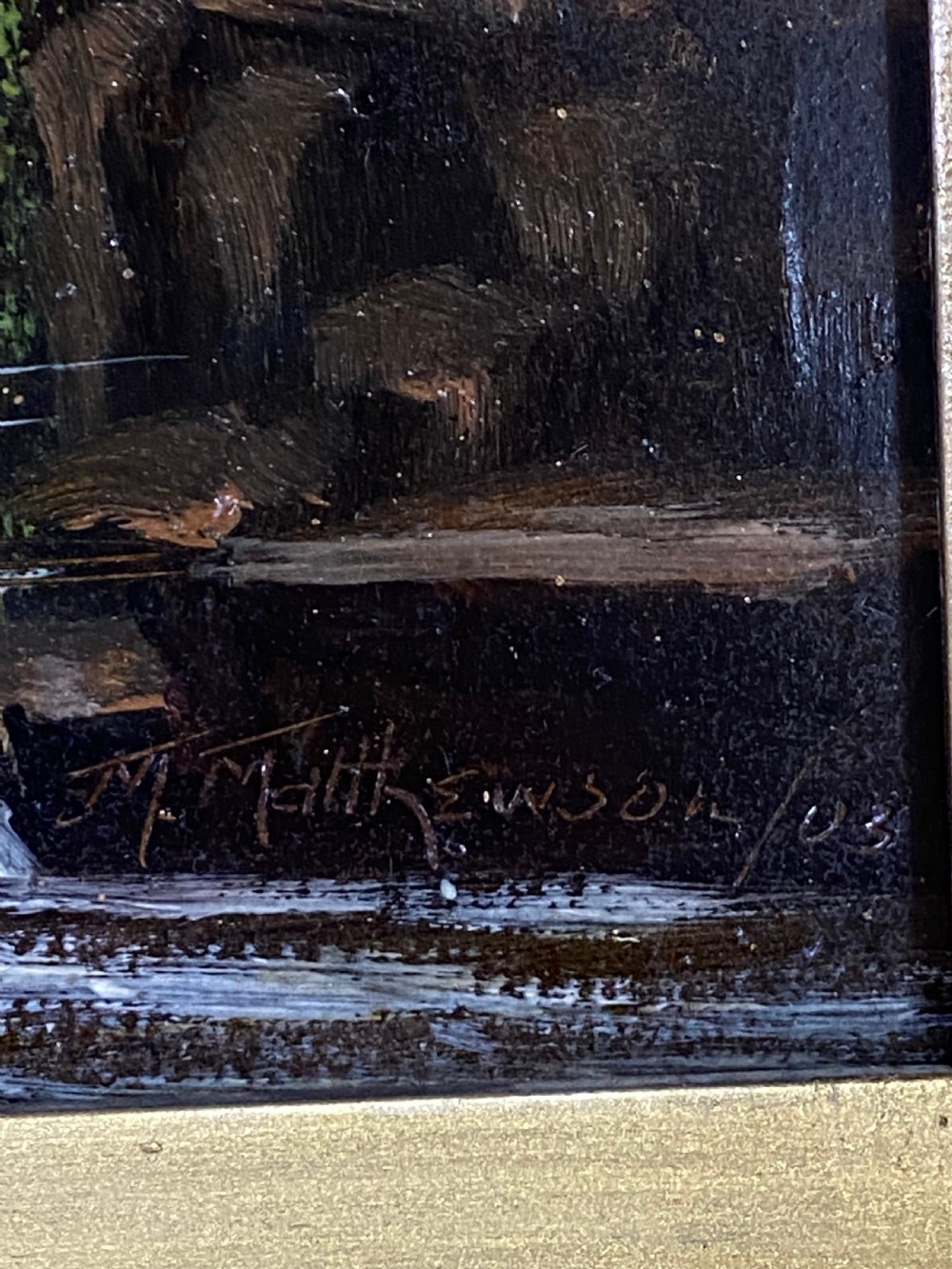 Oil Painting - Edwardian 'House by a Waterfall' by M Mathewson View V