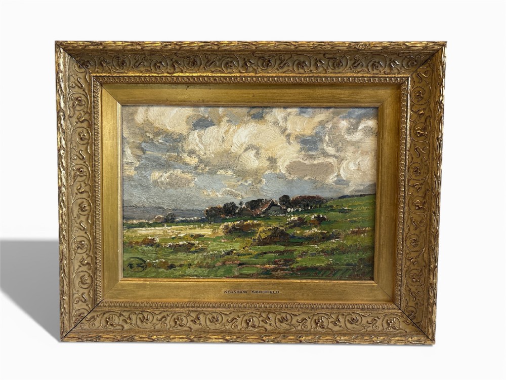 Landscape of Farmhouse, Oil on Board by Kershaw Schofield 1875 - 1941