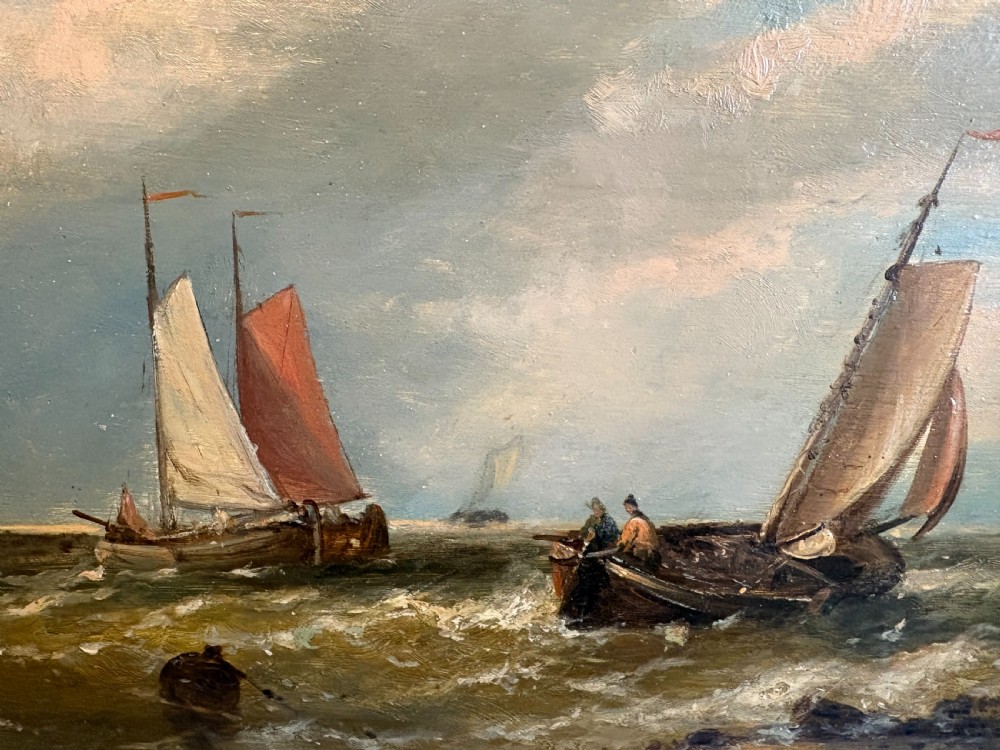 Oil Seascape of Sailboats by George Callow (1829-1875) View V