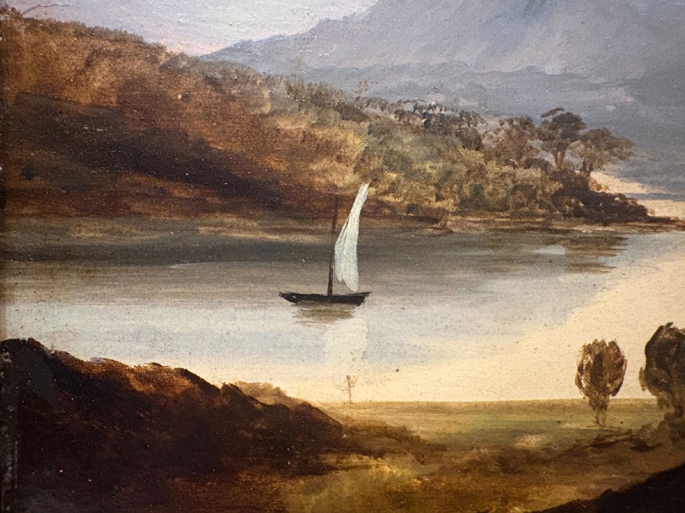 Oil painting Loch Katrine’s Ellen’s Isle By John Wilson Eubank (1799 1847) View VII