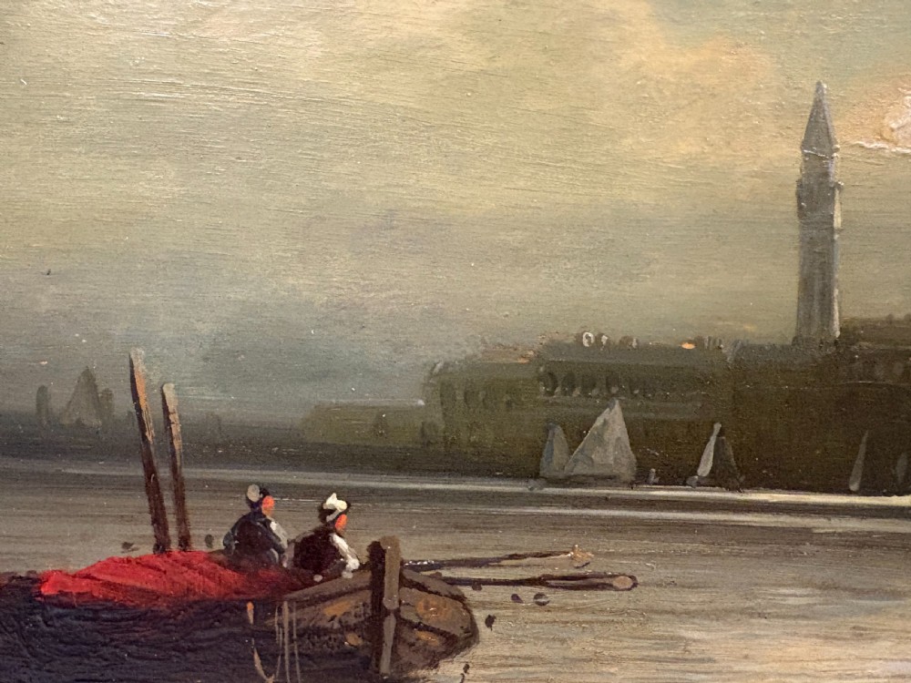 Oil Painting of sailboats on The Grand Canal in Venice Signed Jameson 19th Century View VI