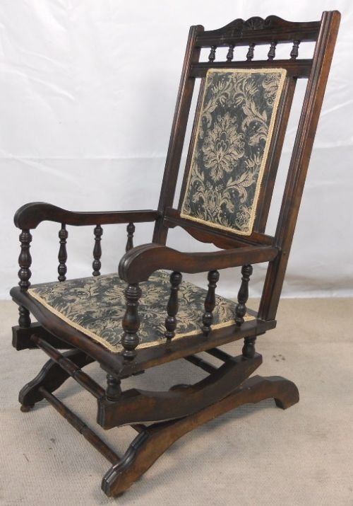 Edwardian Mahogany Spindle Back Rocking Armchair