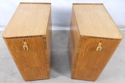 Pair Deco Maple Bedside Cabinets