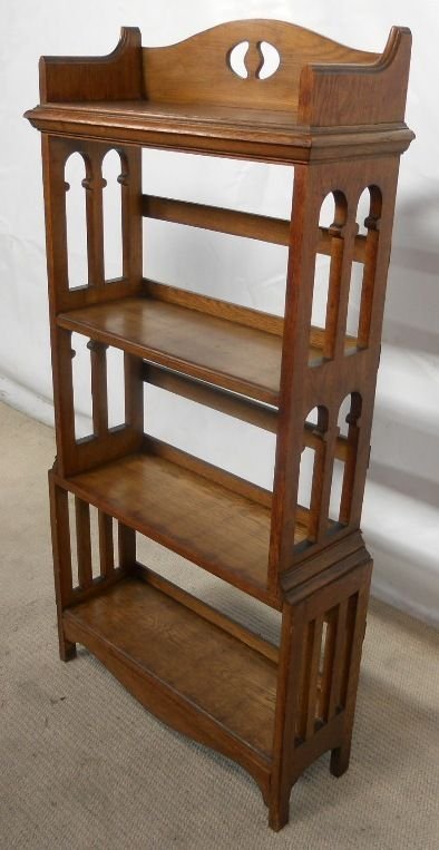 Arts & Craft Period Standing Oak Open Bookcase