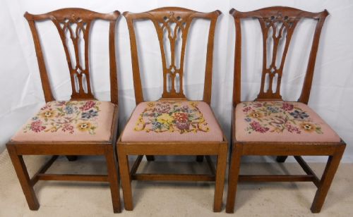 Set of Three Georgian Oak Dining Chairs
