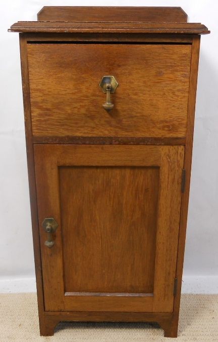 Edwardian Oak & Walnut Bedside Cabinet