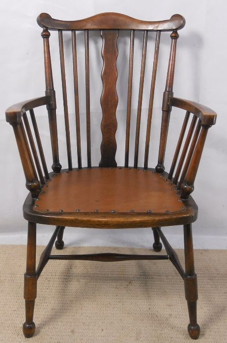 Edwardian Beech Spindle-back Kitchen Armchair