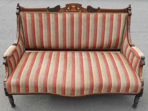 Edwardian Inlaid Mahogany Settee