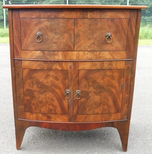 Georgian Small Mahogany Bowfront Cupboard Chest