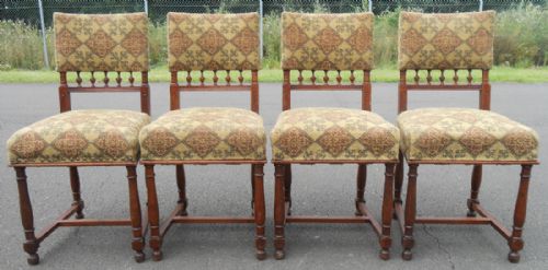 Set of Four Edwardian Walnut Dining Chairs