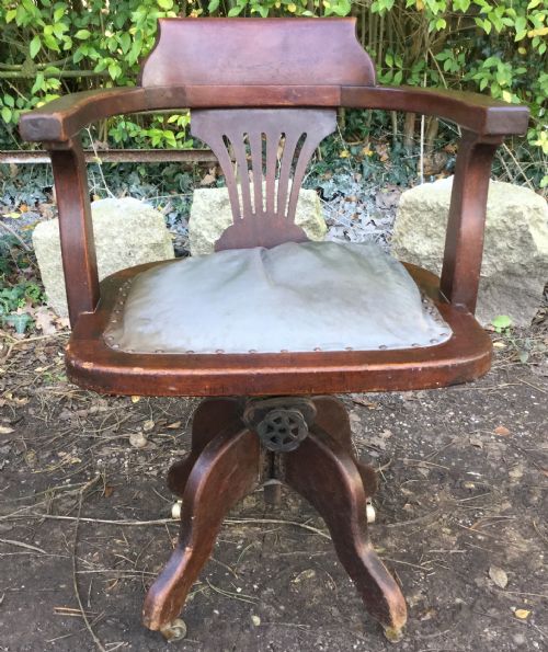 Oak Swivel Office Armchair by T Scott & Co, Dublin