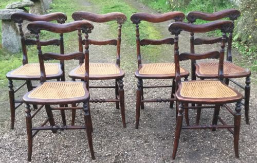 Set of Six Regency Simulated Rosewood Side Chairs