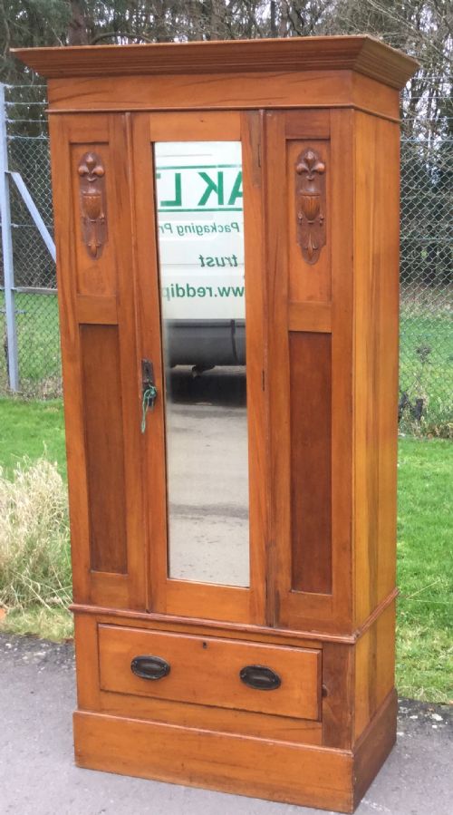 fig 1. Edwardian Satin Walnut Single Wardrobe