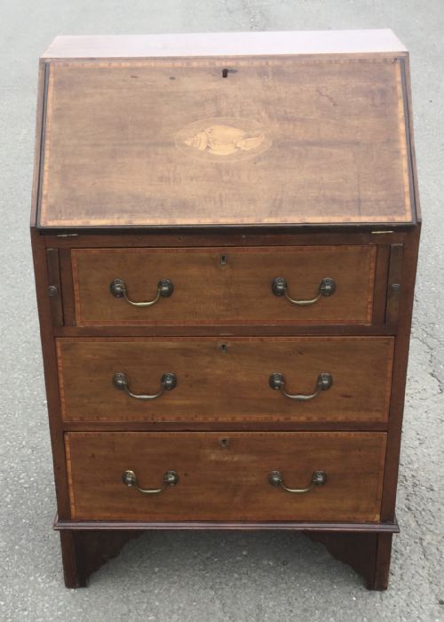 Edwardian Small Inlaid Mahogany Writing Bureau