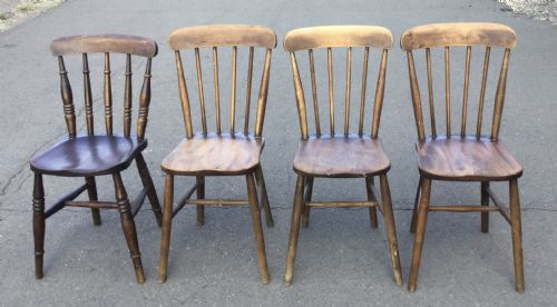 Four Victorian Elm Kitchen Chairs