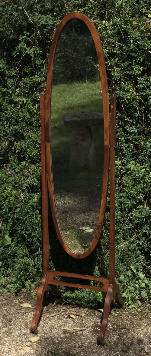 Edwardian Walnut Cheval Mirror