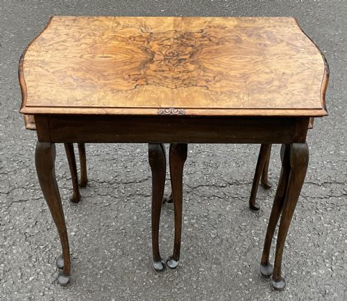 Burr Walnut Nest of Three Coffee Tables