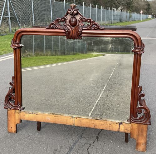 VICTORIAN MAHOGANY FRAMED OVERMANTEL MIRROR - ADDITIONAL PHOTO 2