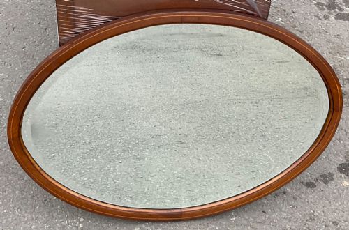 Edwardian Oval Inlaid Mahogany Wall Mirror