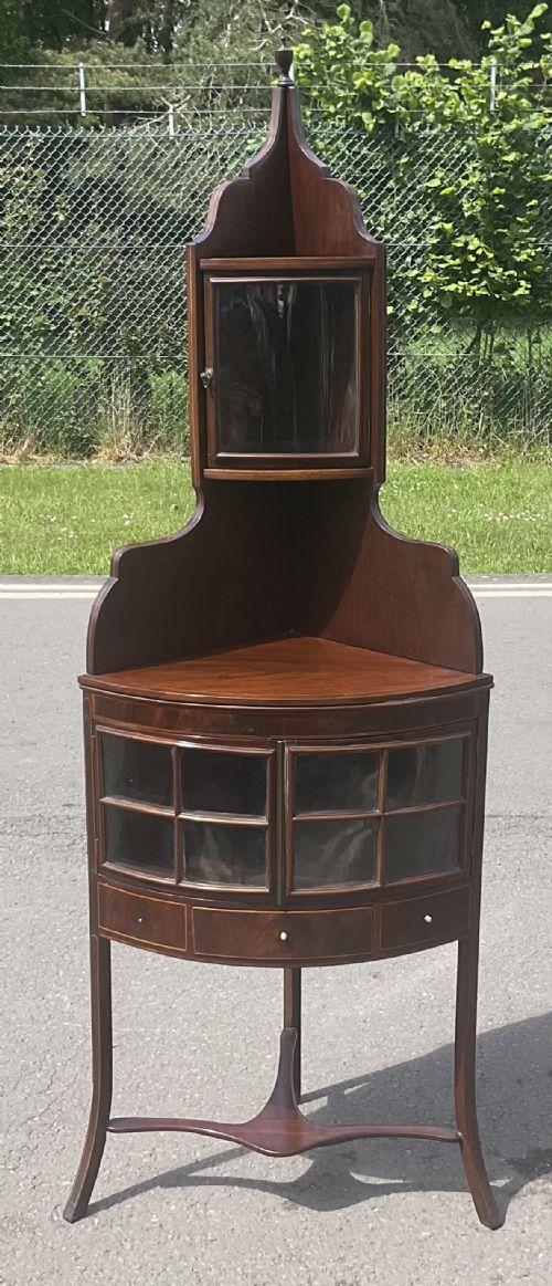 EDWARDIAN INLAID MAHOGANY CORNER CABINET - ADDITIONAL PHOTO 1
