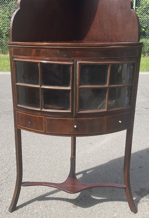 EDWARDIAN INLAID MAHOGANY CORNER CABINET - ADDITIONAL PHOTO 4