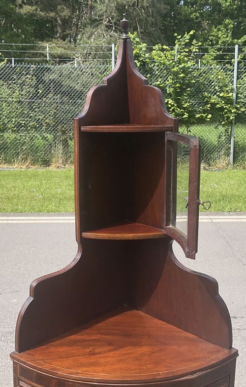 EDWARDIAN INLAID MAHOGANY CORNER CABINET - ADDITIONAL PHOTO 6