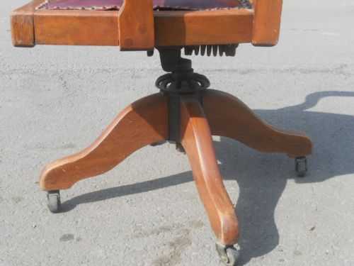 EDWARDIAN BEECH MAHOGANY SWIVEL OFFICE ARMCHAIR - ADDITIONAL PHOTO 5