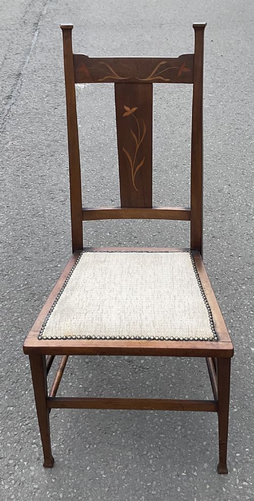 Art Nouveau Inlaid Mahogany Single Chair