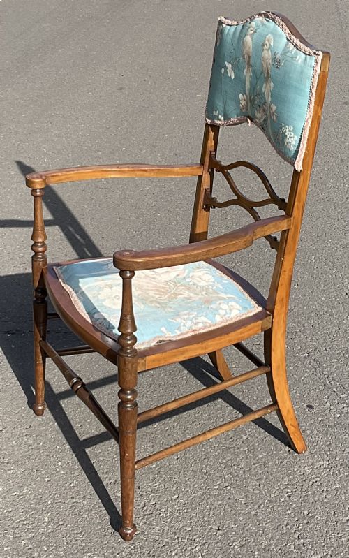 EDWARDIAN INLAID MAHOGANY SALON ARMCHAIR - ADDITIONAL PHOTO 3
