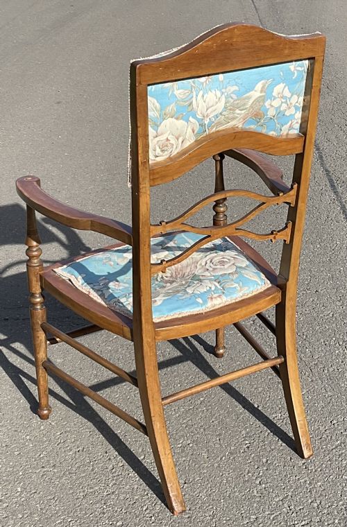 EDWARDIAN INLAID MAHOGANY SALON ARMCHAIR - ADDITIONAL PHOTO 5