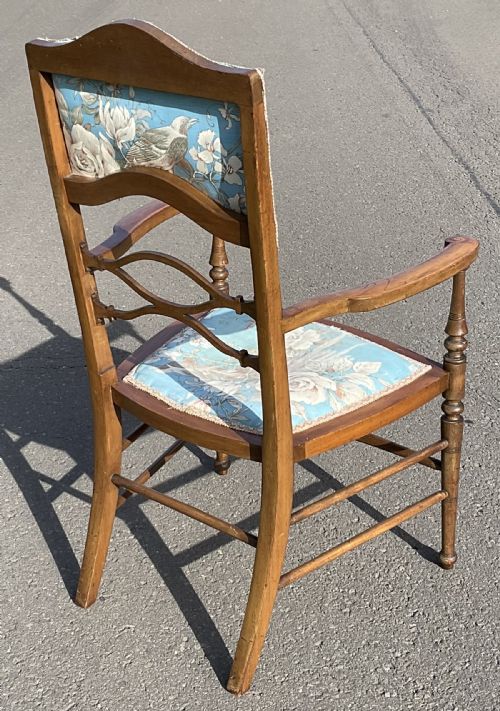 EDWARDIAN INLAID MAHOGANY SALON ARMCHAIR - ADDITIONAL PHOTO 6