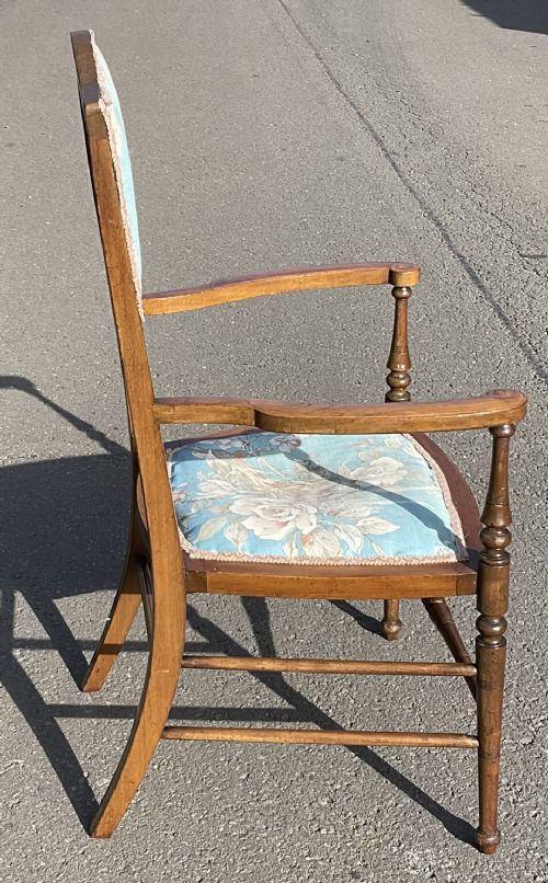 EDWARDIAN INLAID MAHOGANY SALON ARMCHAIR - ADDITIONAL PHOTO 7