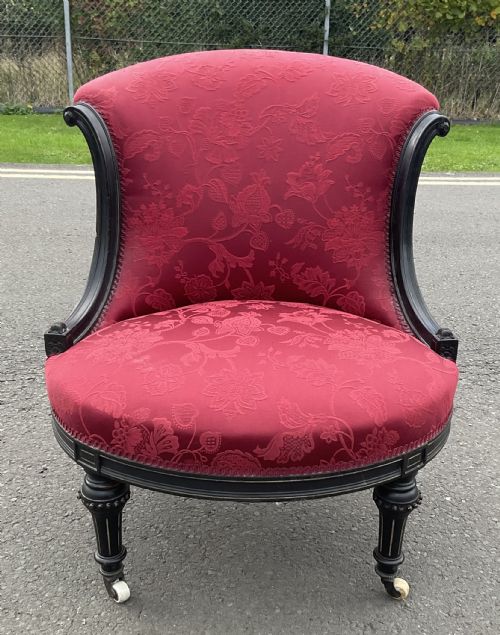 VICTORIAN AESTHETIC MOVEMENT EBONIZED NURSING CHAIR