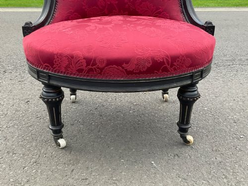 VICTORIAN AESTHETIC MOVEMENT EBONIZED NURSING CHAIR - ADDITIONAL PHOTO 3