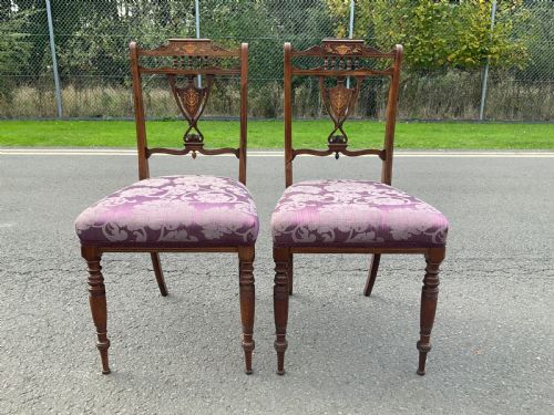 Pair Edwardian Rosewood Side Chairs