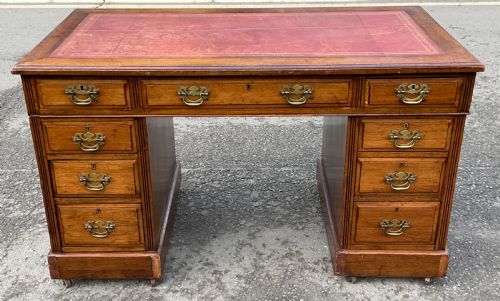 Edwardian Walnut Kneehole Writing Desk