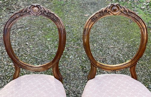 PAIR VICTORIAN CARVED WALNUT DINING CHAIRS - ADDITIONAL PHOTO 3