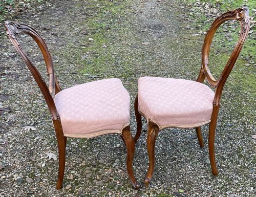 PAIR VICTORIAN CARVED WALNUT DINING CHAIRS - ADDITIONAL PHOTO 6