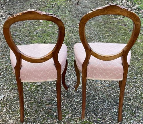 PAIR VICTORIAN CARVED WALNUT DINING CHAIRS - ADDITIONAL PHOTO 7