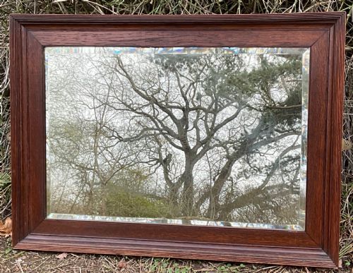 Large Oak Framed Hanging Wall Mirror