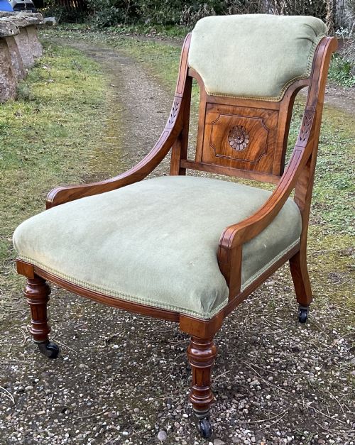 Edwardian Walnut Framed Nursing Chair