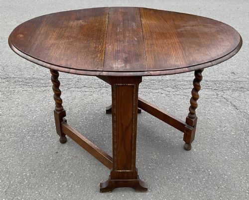 SOLID OAK DROPLEAF SPACESAVER SMALL DINING TABLE - ADDITIONAL PHOTO 6