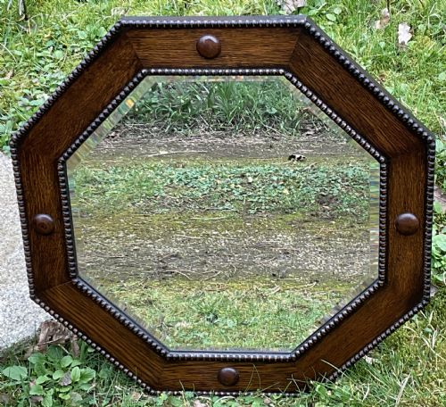 Octagonal Oak Framed Wall Mirror