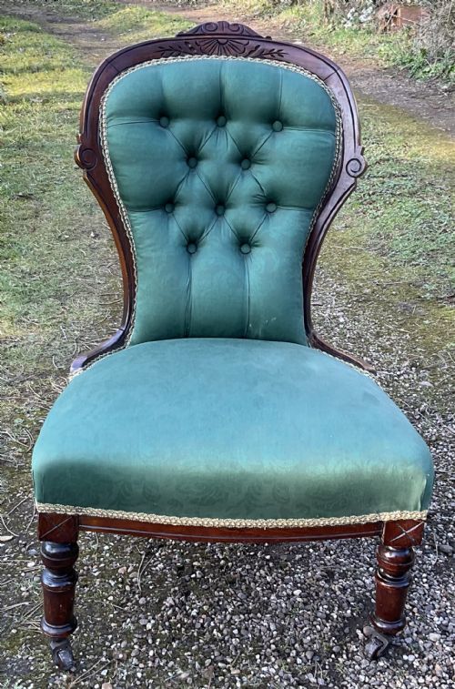 VICTORIAN MAHOGANY FRAMED NURSING CHAIR - ADDITIONAL PHOTO 1