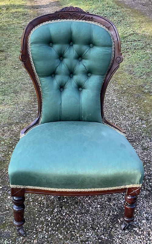 VICTORIAN MAHOGANY FRAMED NURSING CHAIR - ADDITIONAL PHOTO 2