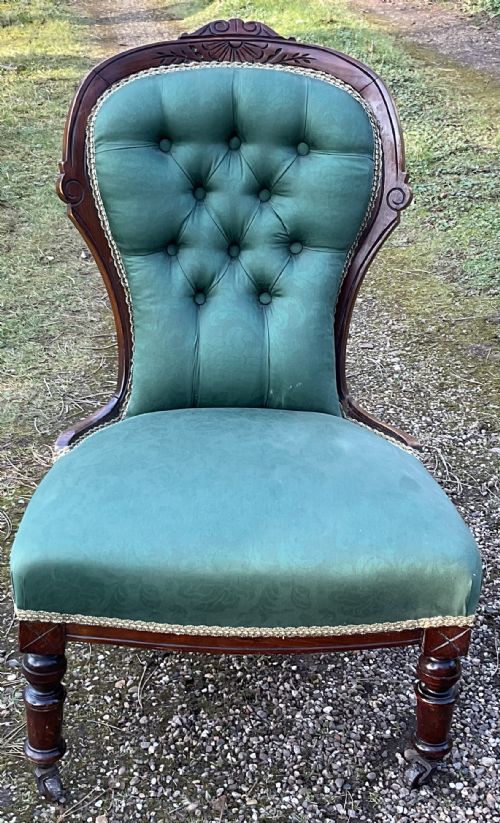 VICTORIAN MAHOGANY FRAMED NURSING CHAIR - ADDITIONAL PHOTO 3