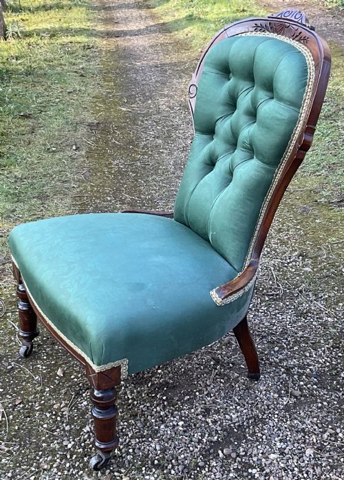 VICTORIAN MAHOGANY FRAMED NURSING CHAIR - ADDITIONAL PHOTO 4