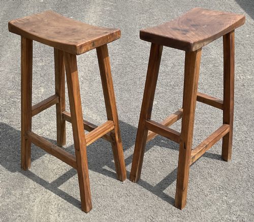 Pair Elm Seated High Stools